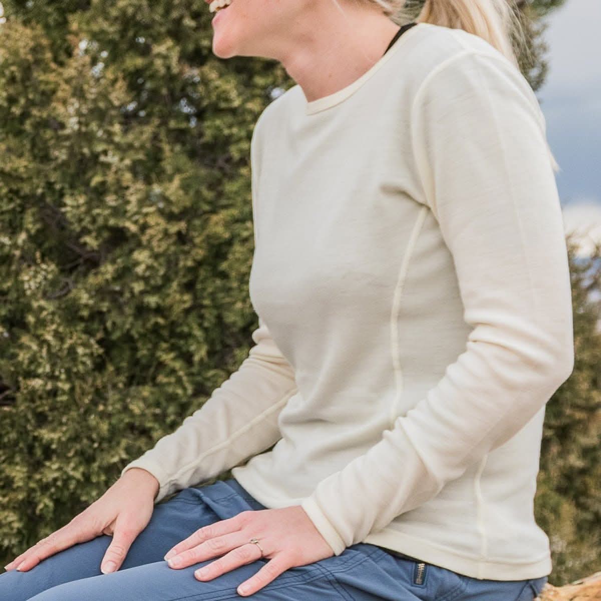 Midweight Women's Wool Crew Top -  100% Merino Wool