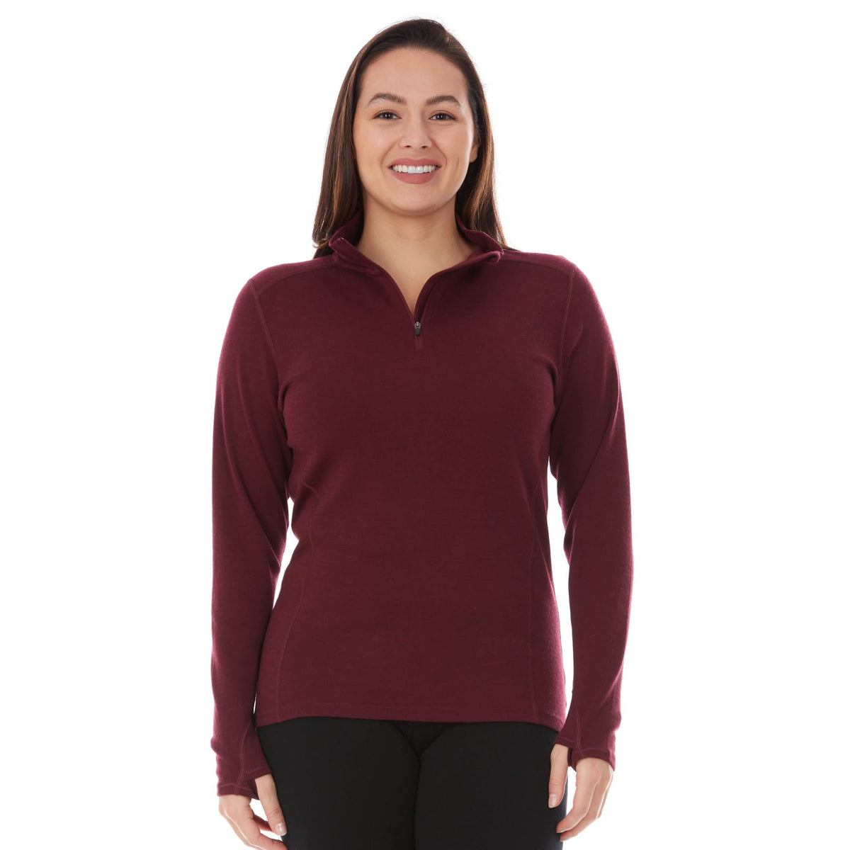 Midweight Women's Wool 1/4 Zip - 100% Merino Wool